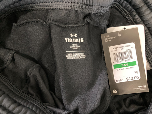 Under Armour Boys Fleece 100% Polyster Size YLG Black 1373542 New With Tag - Picture 3 of 5
