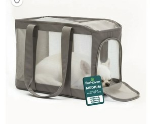 FurHaven Pet Medium Durable Mesh Soft-Sided Pet Tote Carrier, Gray Pet 16lbs