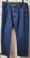 Levi Strauss 501 Original Jeans Mens 36x30 Dark Blue Straight Button Fly Denim