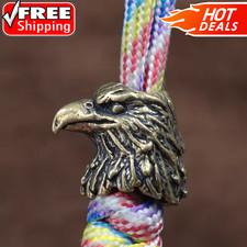 Eagle Head Sculpture Brass Knife Bead EDC Paracord Lanyard Outdoor Charm Pendant