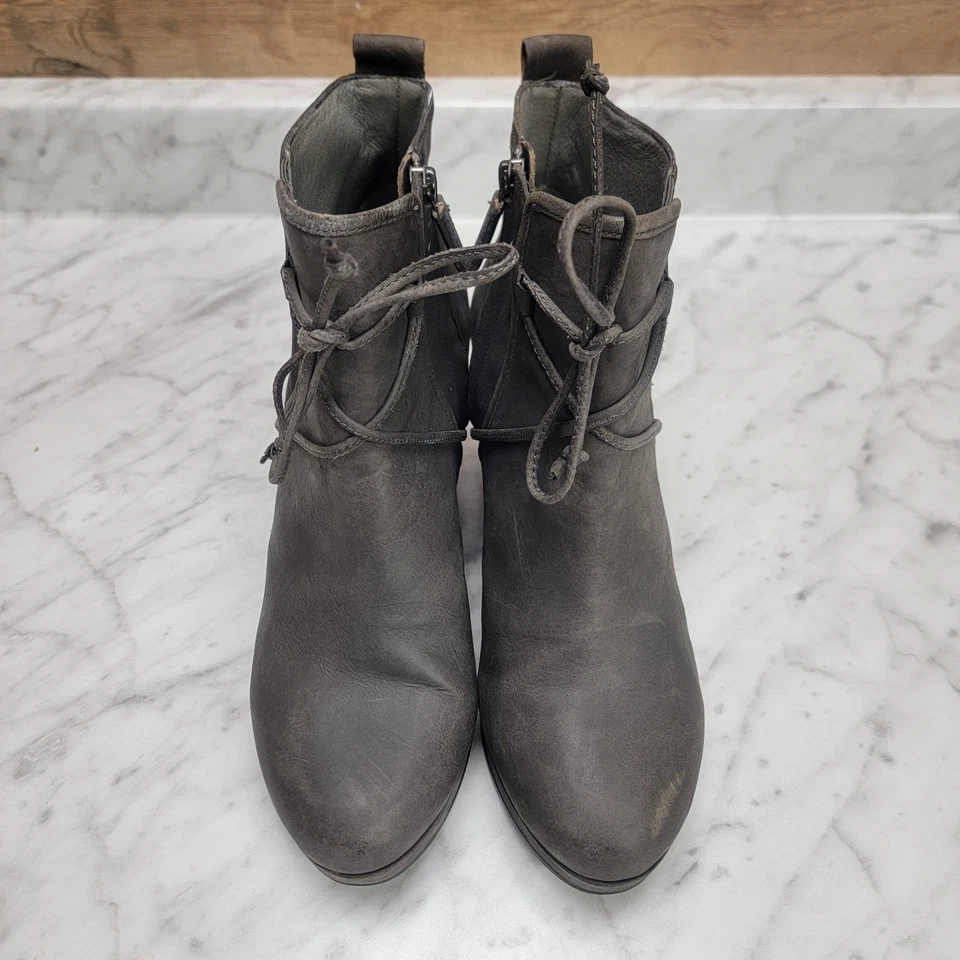 Botín al tobillo Eileen Fisher para mujer talla 8,5 gris cuero informal tacón ancho Foto 3 de 4