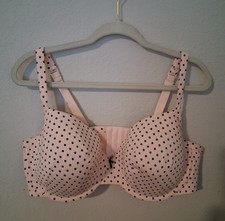 Cacique Bra Lightly Lined T-shirt bra 46 DD Underwire Cotton Pink Polka Dot NWOT