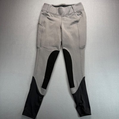 Kerrits Riding Breeches Womens L Grey Sit Tight Wind Pro Fleece Lined Knee Patch