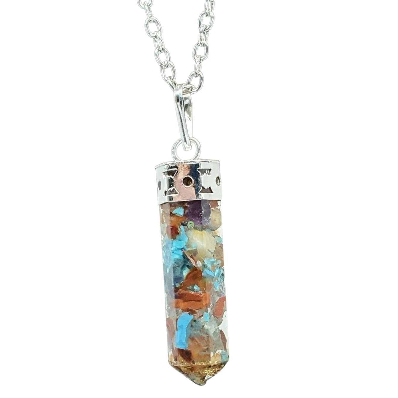 Orgone Chakra Gemstone Pendant EMF Necklace Orgonite Protection Chain Jewellery