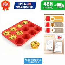 CAKETIME 12 Cups Silicone Muffin Pan Nonstick Baking Mold