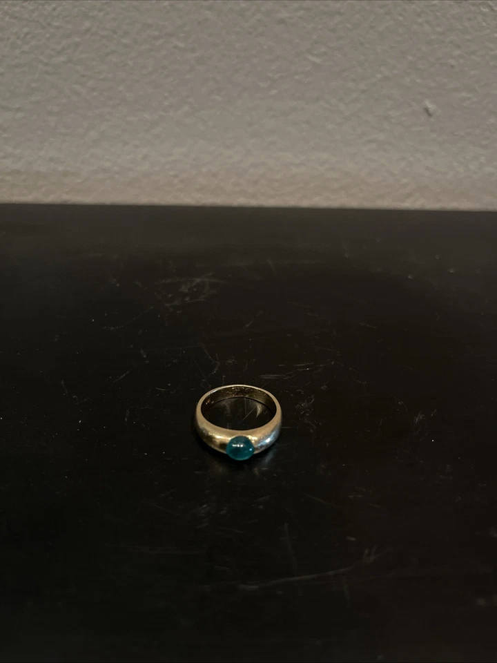 0.60 Carat Cabochon Cut Emerald Gypsy Ring in 18K Yellow Gold Handmade (Rare) - Image 3 of 4