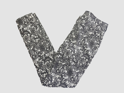 7 For All Mankind Women's 28 Grey Skinny Jeans with Black Lace Overlay