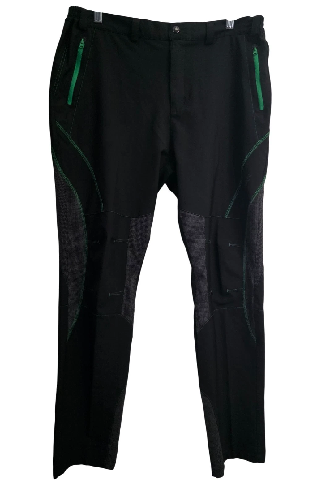 Koraman Pants Mens 3XL Black Green Outdoor Hiking Softshell Stretch Zip Pockets