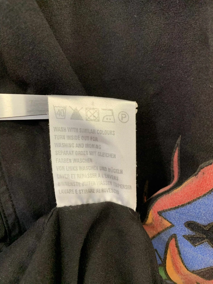 Camisa Ed Hardy de Christian Audigier para hombre con botones 3XL negra calavera llamas #C8 Foto 4 de 4