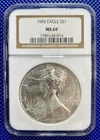 1995 ~ Silver Eagle S$1 ~ NGC MS69 ~ #1789148-014 ~ Milk Spots