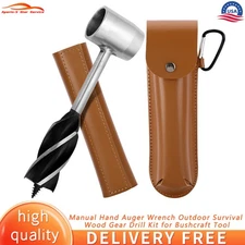 Manual Hand Auger Wrench Outdoor Survival Wood Gear Drill Kit for Bushcraft Tool