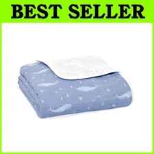 Organic Cotton Muslin Baby Blanket, Oceanic