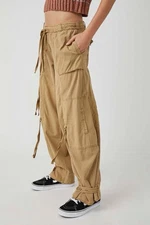 FREE PEOPLE One Step Ahead Parachute Pants Cargo Pants - Neutral - Size L Large