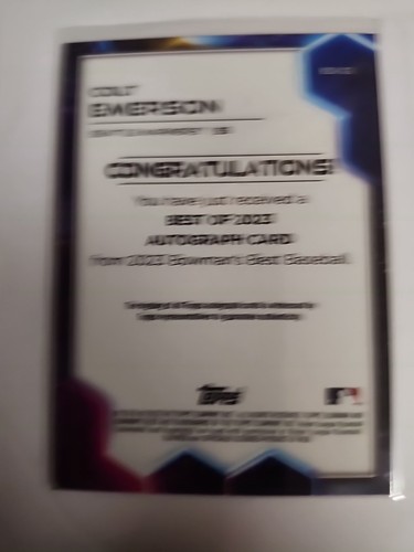 2023 Bowman's Best Colt Emerson #B23-CE Prospect Auto Mariners Rookie RC - Foto 4 di 5