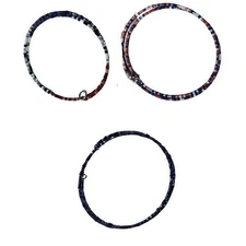 Retro Beaded Hoop Coil Bracelets Mixed Colors Set Of 3 Boho Fashion Jewelry