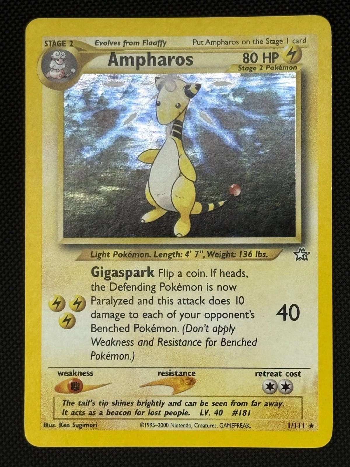 Deal for Pokemon WOTC Neo Genesis Ampharos Holo Rare Vintage Pokemon Card NM