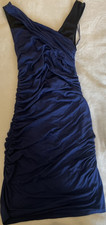 Express Navy Blue Ruched One Shoulder Bodycon Mini Dress Size S