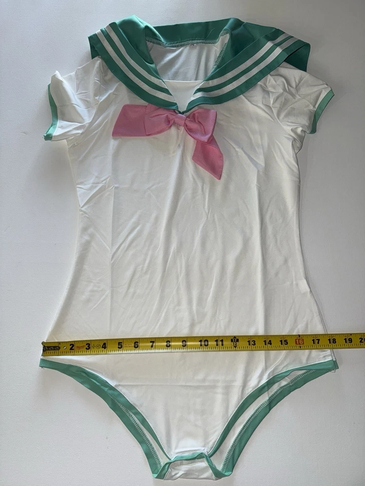 Conjunto de Disfraz de Mujer Marinero Escuela Niña Verde Blanco Rosa Arco Grande Foto 3 de 4