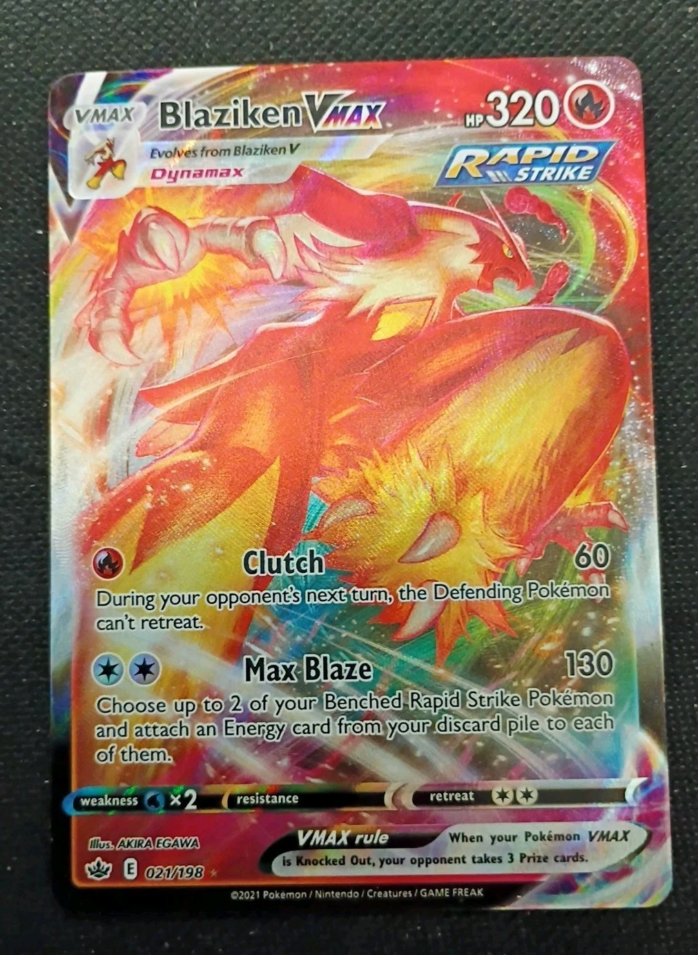 Poke'mon TCG. Blaziken Vmax 21/198. SWSH 06 Sword& Shield Chilling Reign. Holo.