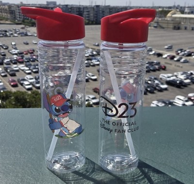 Two D23 Disney Official Fan Club Stitch Water Bottle Angels Baseball Brand New