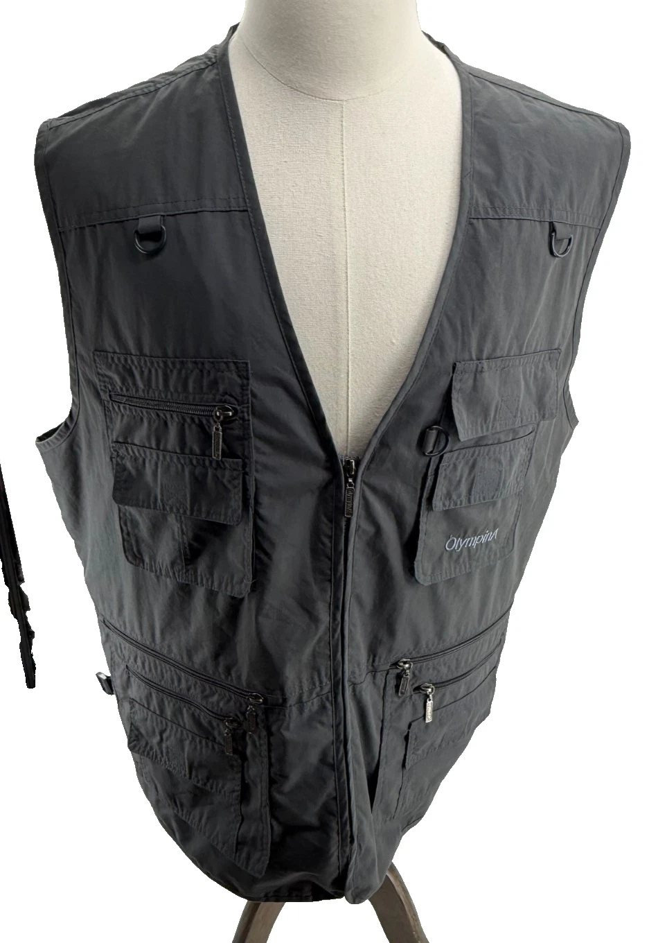 OlympinA Workwear Utility Fishing Tactical Dark Gray Vest Mens Adjustable XL