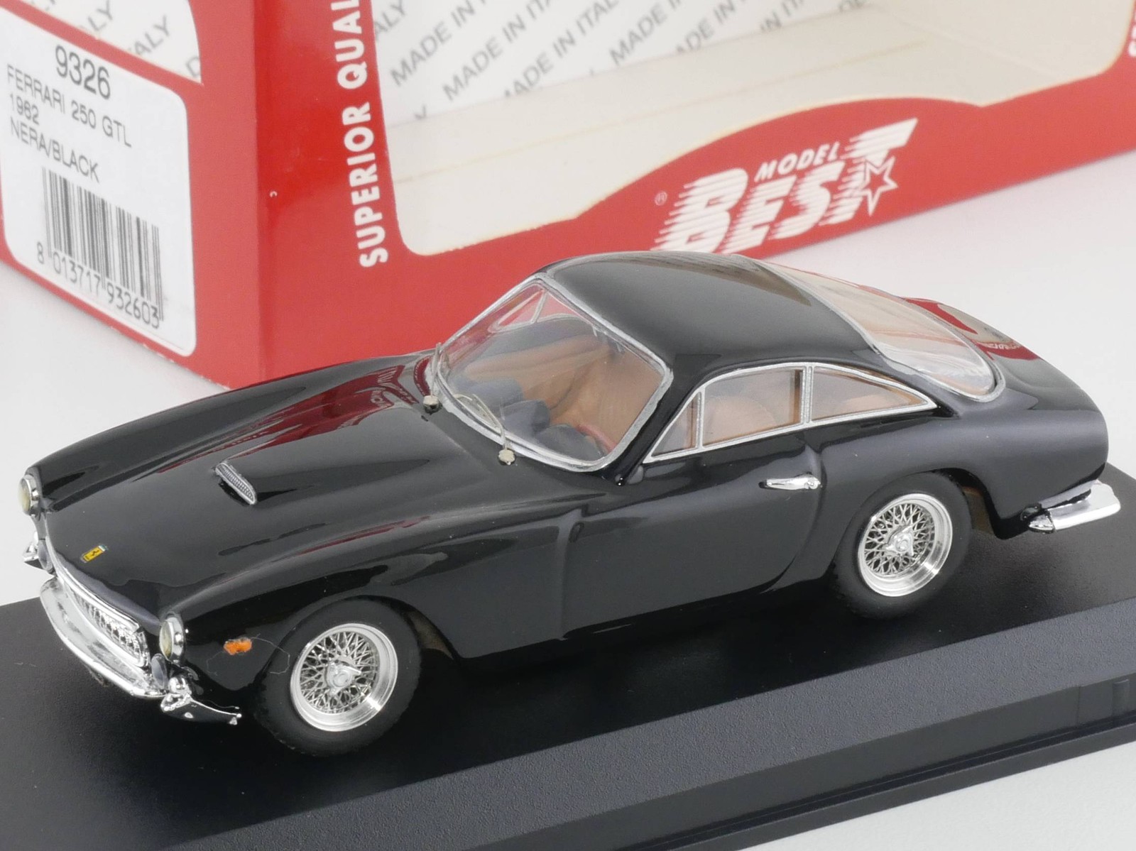 Best Model 9326 Ferrari 250 Gtl 1962 Black 1/43 Mib Mint! Ovp 1701-28-25