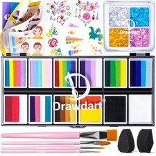 Professional Face Painting Kit for Adults, Rainbow Split Cake Face Paint Make...