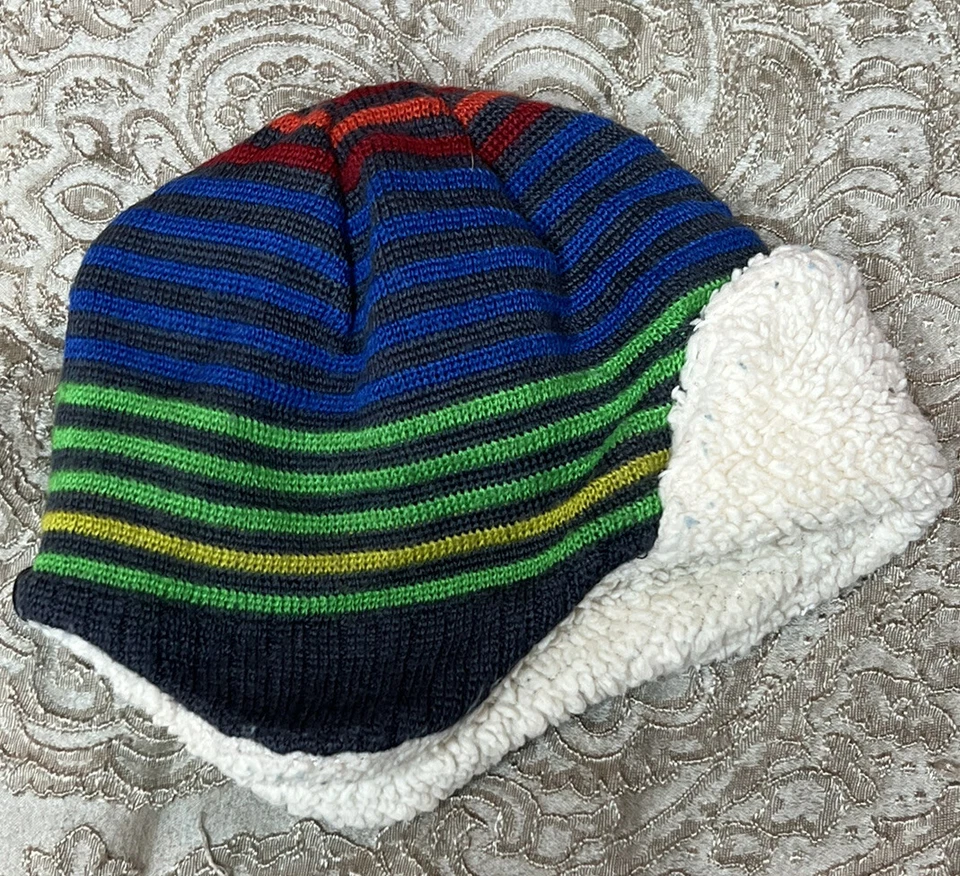 Sombrero REI 6 - 12 Meses Multicolor Rayas Forrado de Vellón Ver Fotos para el Estado Foto 2 de 4