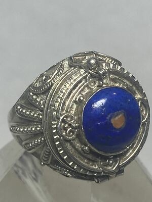 Poison ring Size 8 sterling silver blue lapis lazuli women  display picture 1