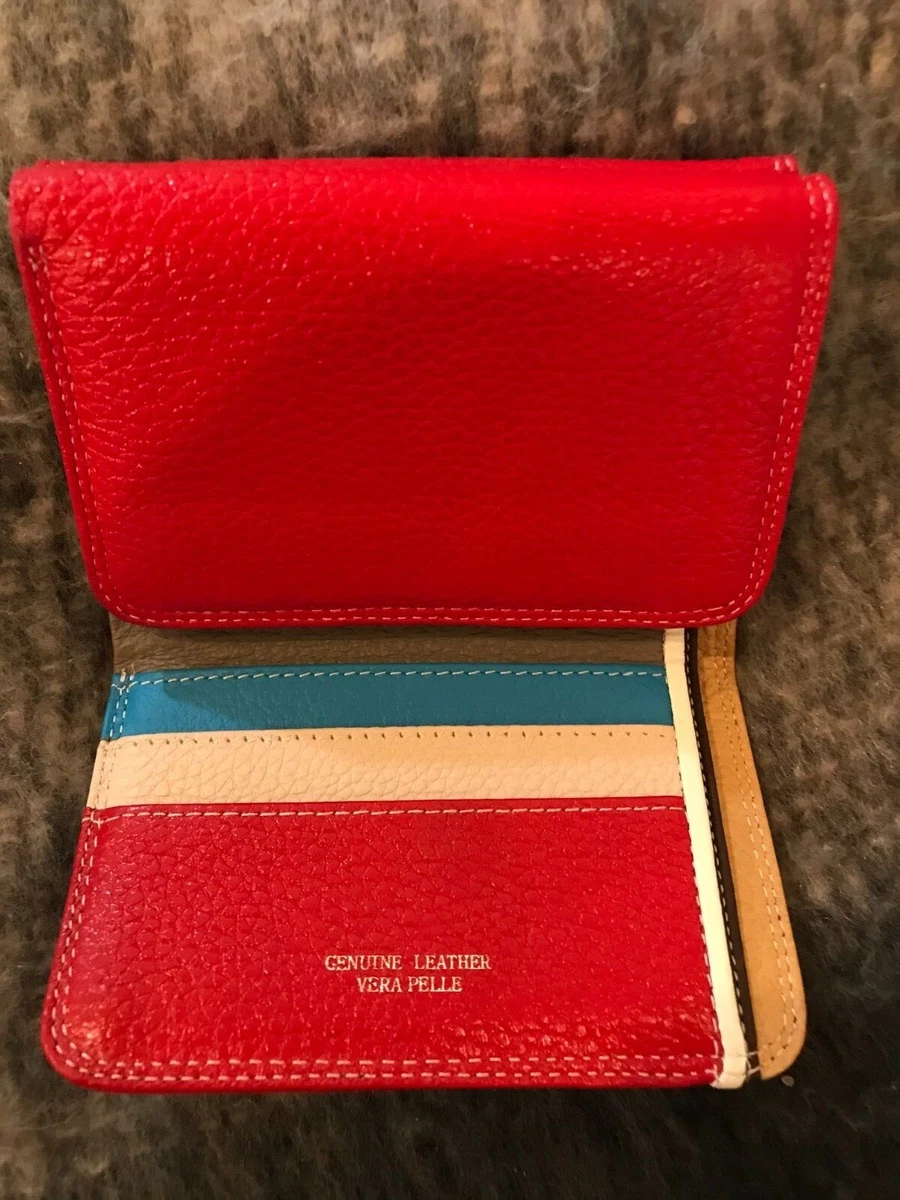 Vera Pelle Wallet Genuine Leather - Red - New Without Tags