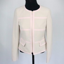 New BASLER Pink Long-Sleeve Sectional Paneled Cropped Blazer Jacket Size 34 555