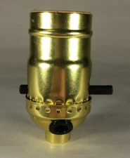 New Push-Thru Lamp Socket With Side Outlet For Cord, Brass Plated, U.L. #CS340