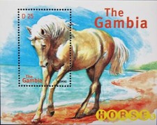 GAMBIA 2001 Block 581 Pferderassen Pferde Palomino Horse Fauna Animals Tiere MNH