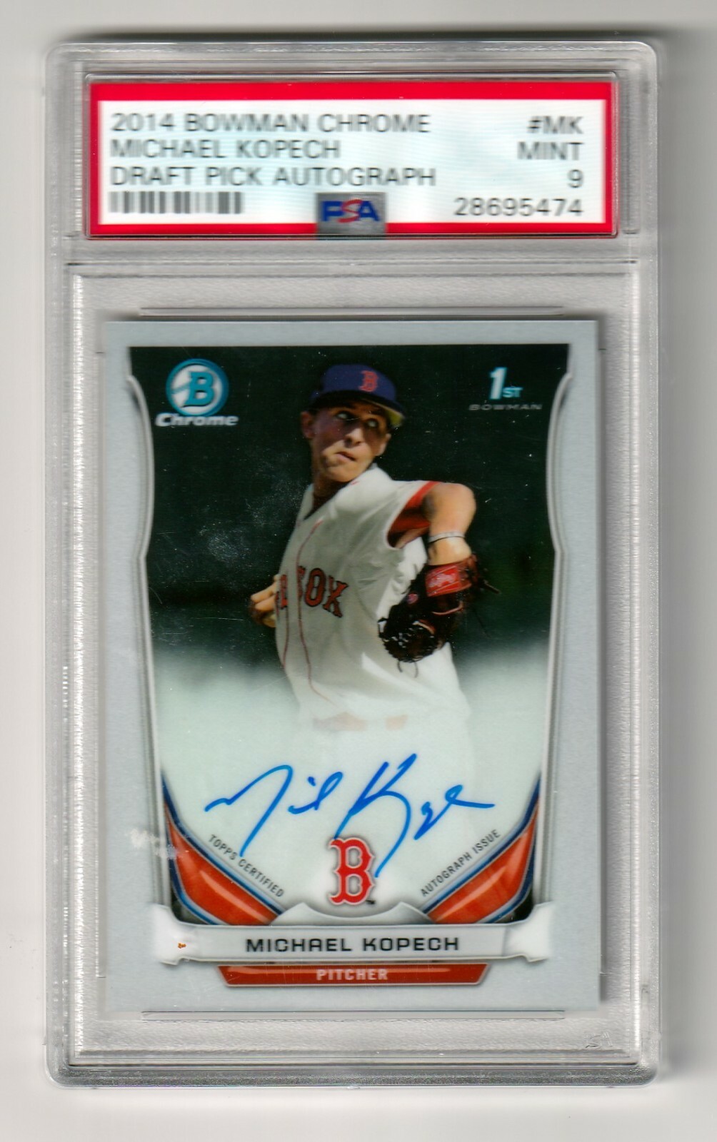 MICHAEL KOPECH -- 2014 BOWMAN CHROME DRAFT PICKS -- AUTOGRAPH -- PSA MINT 9