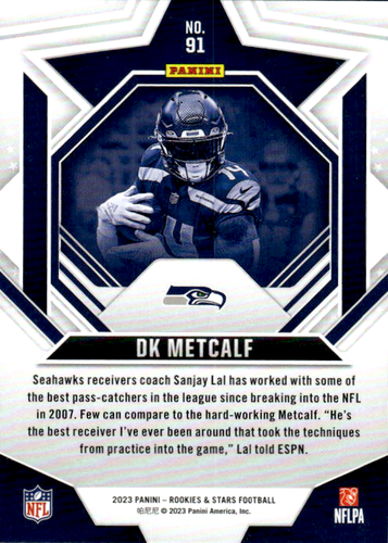 2023 Rookies & Stars True Blue #91 DK Metcalf SEAHAWKS /49 - Picture 2 of 2