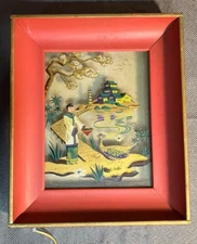 Asian-inspired Reverse Painting Light Box!  Works! Great Condition!