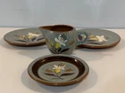 Vtg Stangl Pottery Hand Painted Golden Harvest Pair of Plates & Creamer & Saucer