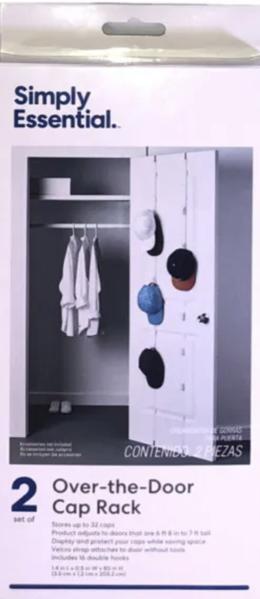 32 Baseball Cap Rack Holder 2Row Organizer Hat Storage Door Closet