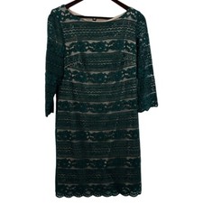 Eliza J Cocktail Sheath Dress Green Lace Crochet Overlay Size 12