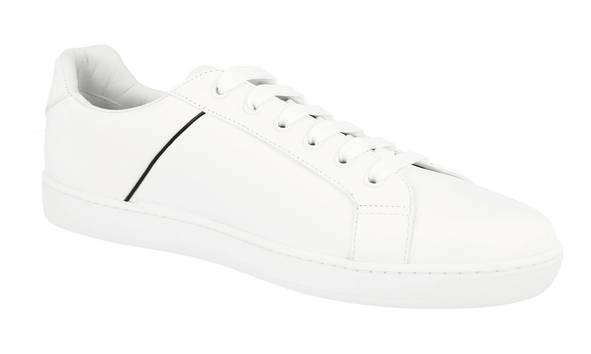 AUTH LUXURY PRADA SNEAKERS SHOES 4E3340 WHITE LEATHER NEW | eBay