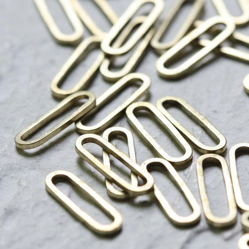 40 Pieces Raw Brass Cut Rectangle Ring-No Hole-Link-Connector 15x5mm (4412) - Image 2 of 4