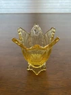 VTG FENTON Buttercup Yellow 2 Way Glass Tulip Votive Candle Holder W/LABEL 4.25"
