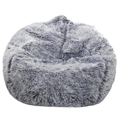Fluffy Stuffed Animal Storage Bean Bag Chair Cover (No L for Adults Grey
