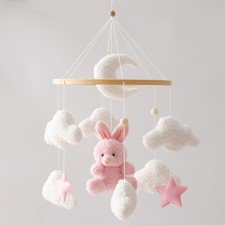 Baby Crib Mobile Bunny Nursery Mobile for Boys Girls Teddy Velvet Mobile Nurs...