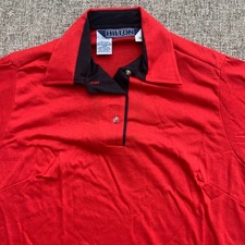 New VTG Hilton Bowling Polo Shirt Red Black Retro Short Sleeve Pocket Men 38 M