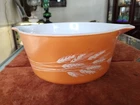 VTG Pyrex Harvest Wheat Orange White Casserole Baking Dish 474-B No Lid #A4