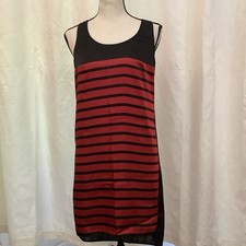 Michael Kors Red Satin Striped Sleeveless Lined Tank Dress Size SX  High Low