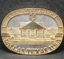 XG29142 VINTAGE 1980 **SOUTHFORK RANCH DALLAS, TEXAS U.S.A.** 24KGP BELT BUCKLE