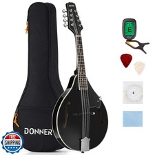 Donner A Style Mandolin Instrument Black Beginner Adult Acoustic