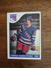 1985-86 O Pee Chee Tomas Sandstrom Rookie Card #123; New York Rangers. rookie card picture